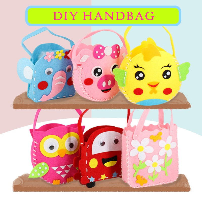 Non-woven Cloth Bag Cartoon Handmade DIY Applique Bag Craft Kid Toy 