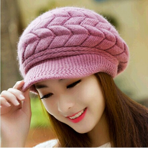 Knitted Hat Women Autumn Winter Hats Ladies Beanie Girls Skullies CAPS Bonnet Femme SnapBack Warm Plus Velvet Hat Sombrero Mujer ► Photo 1/6