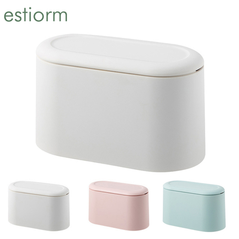 White Small Desktop Mini Waste Bin Garbage Rubbish Trash Can Office Home  Kitchen Bathroom Basket Table