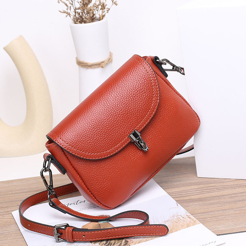 Fashion Small Genuine Leather Bags for Women 2022 Winter Cowhide Shoulder Bag Ladies Casual Crossbody Bags Female Clutch Purse ► Photo 1/6