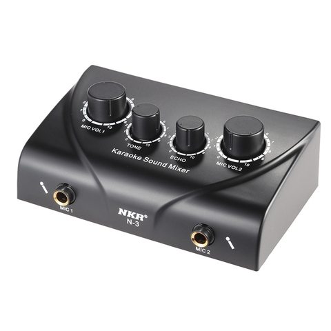 Portable Dual Mic Inputs Audio Sound Mixer For Amplifier & Microphone Karaoke Ok Mixer ► Photo 1/6