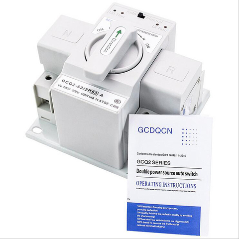 2P 63A 110V/220V MCB type Dual Power Automatic transfer switch ATS Rated voltage 220V /380V Rated frequency 50/60Hz ► Photo 1/4