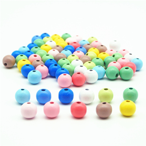 Natural Wood Beads Round Balls 6/8/10/12mm Colorful Spacer Pink Blue Green Gray White Wooden Beads for DIY Jewelry Making ► Photo 1/5