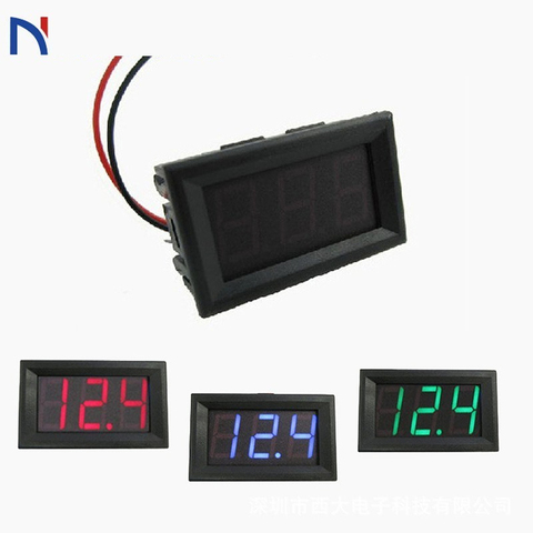 Mini Digital Voltmeter Ammeter 0.56 inch DC 4.5V-30V Instrument Tool 2 Wires Red/Blue/Green/Yellow LED Display ► Photo 1/6