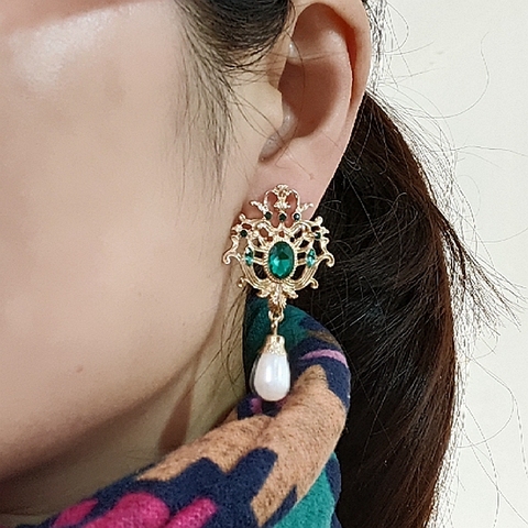 Ydgy grandmother green earrings pearl Baroque jewelry popular  women accessories earrings wholesale ► Photo 1/6