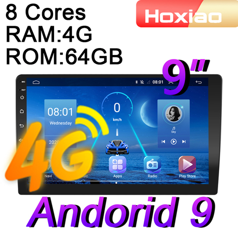 4G 8 cores Android 9.0 2 Din Car Radio multimedia video player 9 inch RAM 4G ROM 64G navigation GPS audio 2din Android 8.1 ► Photo 1/6