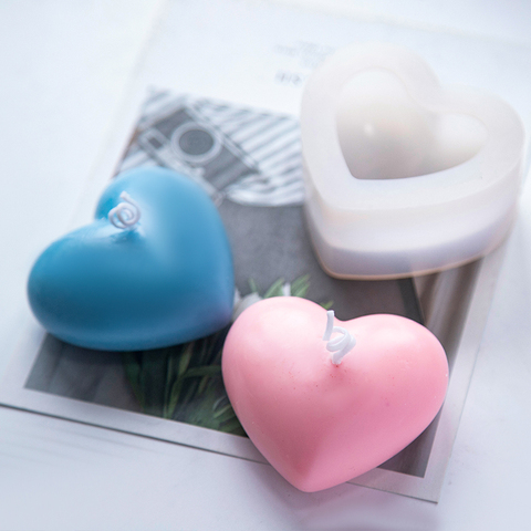 3D Heart Shaped Candle Mold Silicone Love Heart Mold DIY 