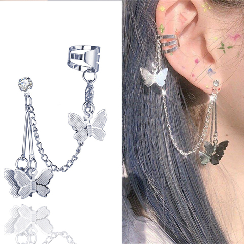 2022 Fashion Butterfly Clip Earrings Ear hook Stainless Steel Ear Clips Ear Clips Pendant Butterfly Earrings Women Girls Jewelry ► Photo 1/6