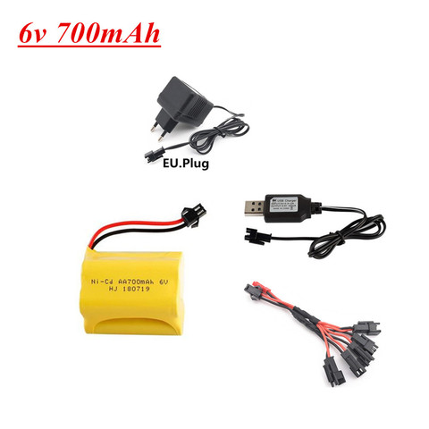 6V 700mAh NiCD Battery and USB Charger Set For RC Cars Robots Tanks Truck Gun Boats 6v Aa Battery Pack SM Plug ► Photo 1/5