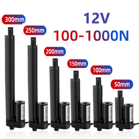 12V Linear Actuator 50mm 100mm 150mm 200mm Stroke Linear Drive Electric Motor Linear Motor Controller 100/200/300/500/700/1000N ► Photo 1/6