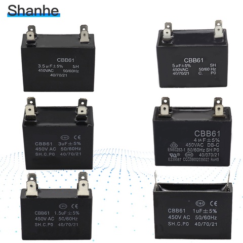 450V Motor Run Capacitor Fan Ceiling exhaust CBB61 1uF 1.5uF 2uF 2.5uF 3uF 3.5uF 4uF 5uF 6uF 8uF 10uF ► Photo 1/6