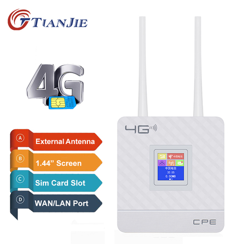 TIANJIE 4G wifi router unlocked 4g modem router lte mobile mini router pocket modem wifi sim card hotspot 4g 3g wireless ► Photo 1/6