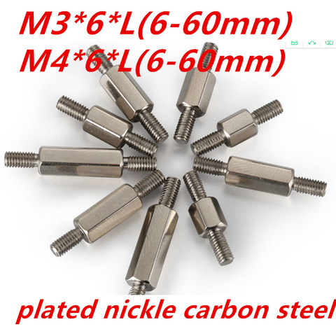 plated nickle carbon steel M3/M4*6*L(6-60)double heads hex socket male to female spacer standoff screw board stud bolt1124 ► Photo 1/2