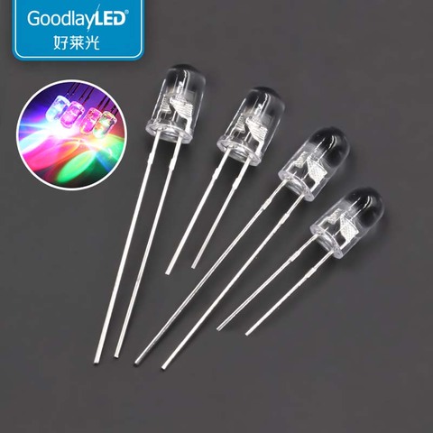 1000PCS 5mm Round Transparent RGB Seven Color Fast And Slow Flash High Brightness Light Bulb Direct Plug LED ► Photo 1/5