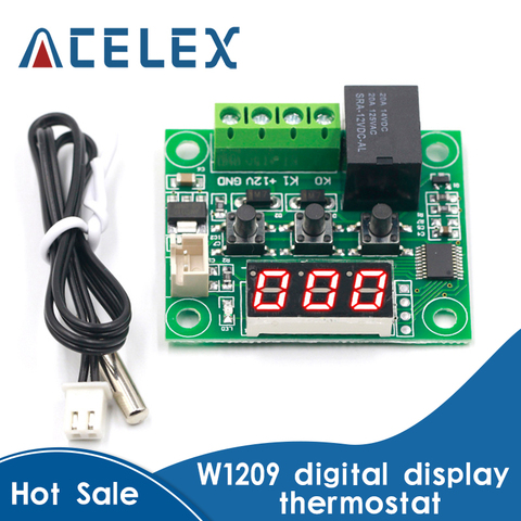 1PCS W1209 DC 12V heat cool temp thermostat temperature control switch temperature controller thermometer thermo controller ► Photo 1/6