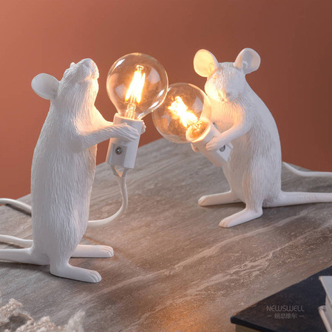 Modern Mini Resin Mouse LED Table Lamp White Golden Cut Animal Night Lights for Living Room Bedroom Decoration Lighting ► Photo 1/6