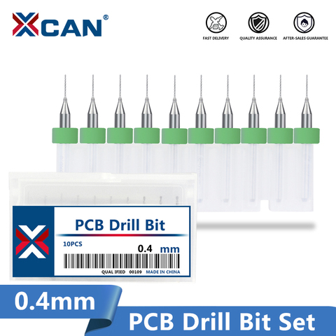 XCAN 10pcs 3.175mm(1/8'') Shank Micro PCB Drill Bits for Drill Print Circuit Board Carbide Gun Drill Bit 0.4mm ► Photo 1/6