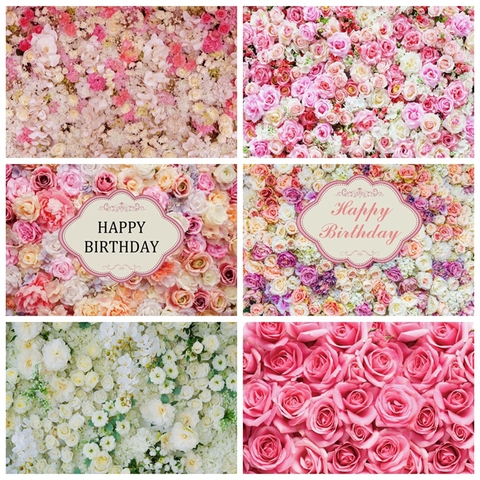 Wedding Photocall Marriage Flower Curtain Baby Birthday Vinyl Valentine's Day Photography Backdrop Photo Background Photophone ► Photo 1/6