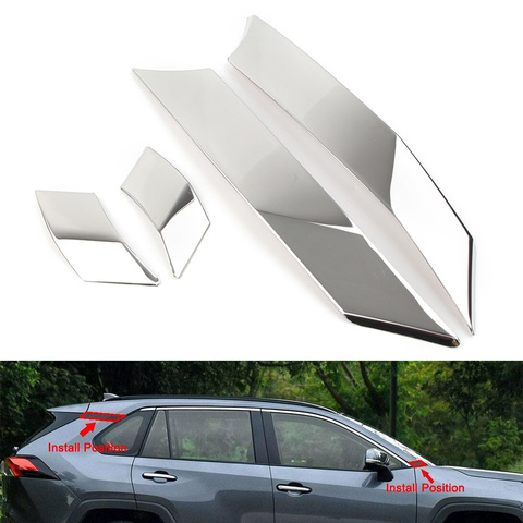 Car Door Window A C Pillar Post Molding Sticker Cover Trim For Toyota Rav4 2022 RAV 4 Steel Chrome Decoration Accessories ► Photo 1/5