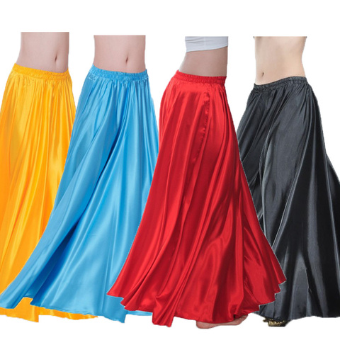 Satin Shining Belly Dance Skirt for Woman Big Swing Gypsy Spanish Flamenco Dancesuit Costumes Stage Wear Performance Clothing ► Photo 1/6