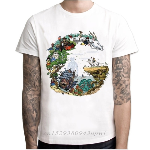 Japanese Anime Totoro Shirt Men Studio Ghibli Miyazaki Hayao Anime Spirit Away T Shirt Men Women Cartoon Clothes Summer T-Shirt ► Photo 1/5