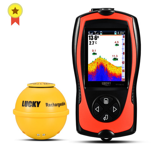 LUCKY FF1108-1CWLA Rechargeable Wireless Sonar for fishing 45M water depth echo sounder fishing finder portable fish finder ► Photo 1/6