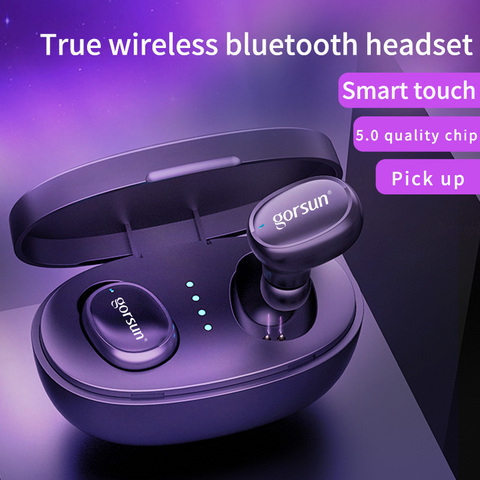 Gorsun V8 TWS BT5.0 Bluetooth Headset Wireless Earbuds In-Ear Fingerprint Touch 3D stereo wireless earphone with dual microphone ► Photo 1/6