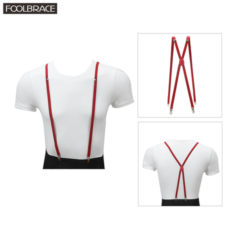 Men's Adjustable Slim Elastic Trouser Braces Suspenders Clip