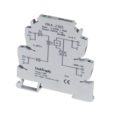 MRA Ultra Slim Solid State Rely Module Din DC to AC SSR 5V 12V 24VDC In 250VAC Out Smart Voltage Control Interface Relay Switch ► Photo 1/6