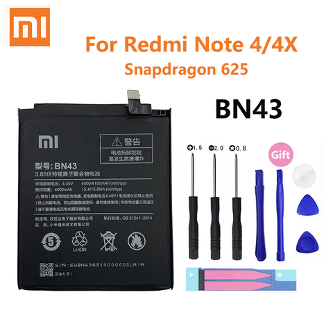 100% Original Xiaomi Redmi Note 4 4X 4 X 4100mAh BN43 For Xiaomi Global Snapdragon 625 Battery Batterie Bateria Smart Phone ► Photo 1/5