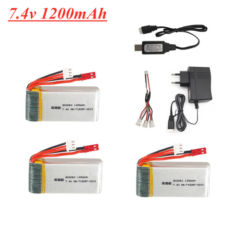 7.4V 1200mAh 2S 803063 30C Lipo Battery For MJX X101 X102 Yi zhang X6 H16 RC Drone Spare Parts 7.4V Battery Charger Set ► Photo 1/6