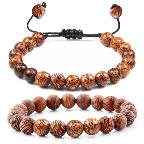 Hot Sale Men Natural Wood Beads Bracelets Healing Buddha Cross Owl Helmet 7 Chakras Beaded Bracelets&Bangles Women Yoga Jewelry ► Photo 1/6