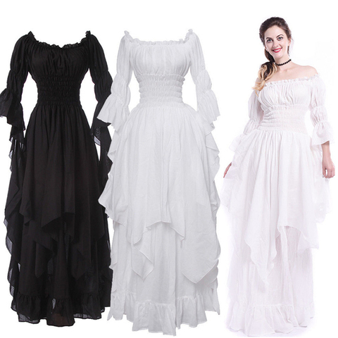 Vintage Victorian Medieval Dress Renaissance Black Gothic Dress Women Cosplay Halloween Costume Prom Princess Gown Plus Size 5XL ► Photo 1/6