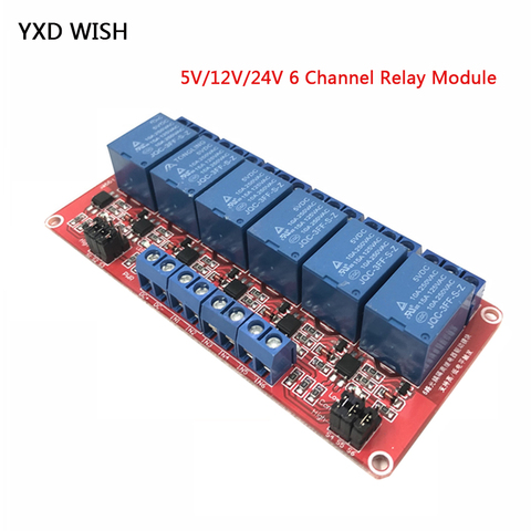 6 Channel Relay Module 5V 12V 24V High and Low Level Trigger Relay Control With Optocoupler 6 Way Relays DC 5 V 12 V 24 V Volt ► Photo 1/1