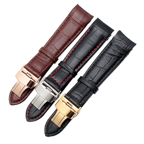 curved end men's watchband straps for BL9002-37 05A BT0001-12E 01A brand watch genuine leather with butterfly buckle 20 21 22mm ► Photo 1/6