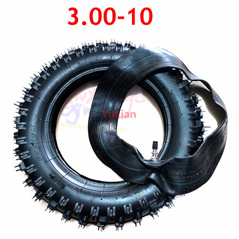 3.00-10 inch Tire + Tube Tyre Non-slip Motocross Racing Motorcycle Dirt Pit Bike Atomik SSR SDG GY6 Scooter ► Photo 1/6