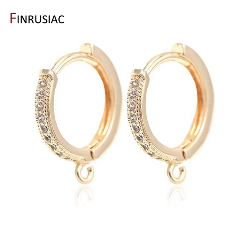 Earring Making Supplies 14k Gold Plated Inlaid Zircon Hoop Earrings Hooks Earring Clasps Accessories Handmade DIY Jewellery ► Photo 1/6