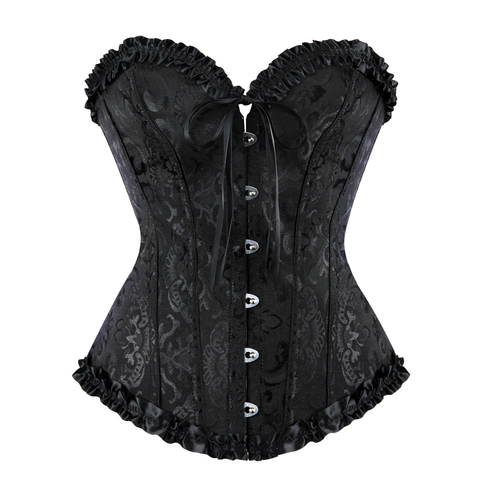 Sexy Women Lace Up Corset Boned Waist Zip Floral Women Tops Brocade Overbust Corset Female Slimming Clothing Plus Size S-6XL ► Photo 1/6