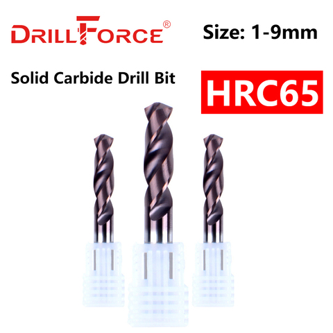 Drillforce 1PC Dia. 1.0-9.0mm HRC65 Solid Carbide Drill Bits Twist Drill Bit For Hardened Alloy Tool Stainless Steel ► Photo 1/6