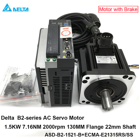 Delta 1.5KW AC Servo Motor Driver 7.16NM 2000rpm 130MM ASD-B2-1521-B ECMA-E21315RS ECMA-E21315SS 17bit  Encoder Motor with Brake ► Photo 1/1