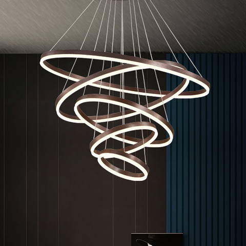 Modern LED Ring Pendant Lights Golden Creative Aluminum Circle Pendant Light for Living Room Restaurant Home Ring Lamp ► Photo 1/6