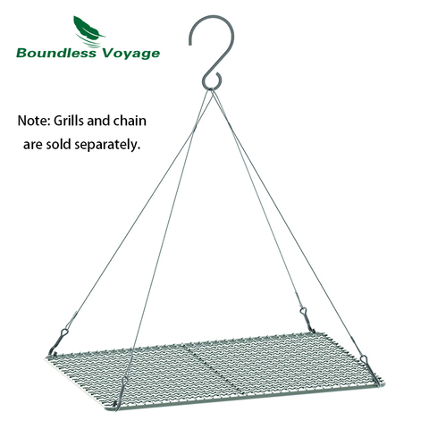 Boundless Voyage Titanium Grill Grate Camping Mini Charcoal Rack Outdoor Hiking BBQ Wire Mesh Cooling Net Plate & Hanging Chain ► Photo 1/6