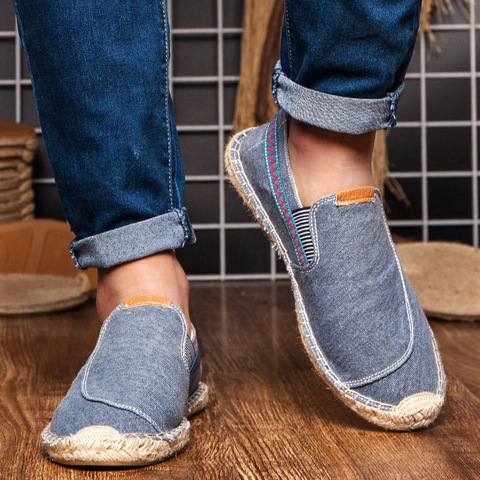 Men Hemp Canvas Casual Shoes Man Flat Loafers Lightweight male Footwear Soft Walking Driving Tenis Masculino Adulto 64 gh7 ► Photo 1/6