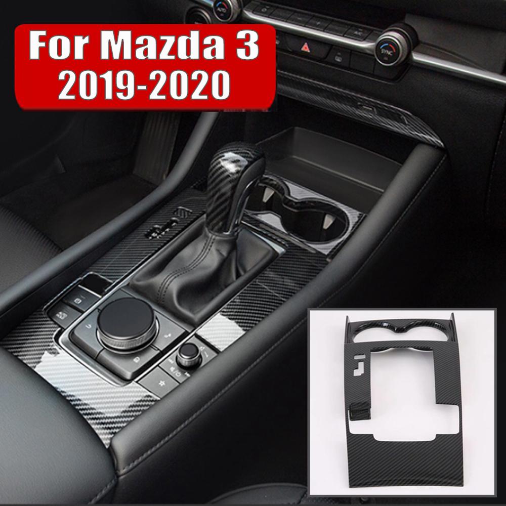 Black titanium Interior Gear Shift Box Panel Cover Trim For Mazda 3 2019 2020