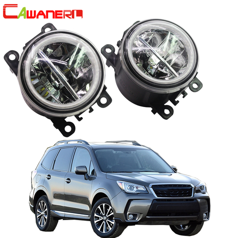 Cawanerl Car LED Fog Light + Angel Eye DRL Daytime Running Light 4000LM 12V For Subaru Forester 2013 2014 2015 2016 2017 2022 ► Photo 1/6