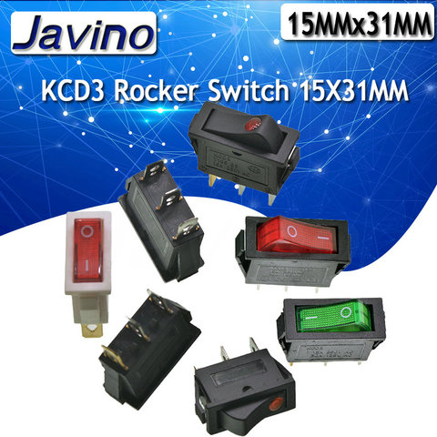 KCD3 Rocker Switch ON-OFF 2 Position 3 Pin Electrical equipment With Light Power Switch 16A 250VAC/ 20A 125VAC ► Photo 1/6