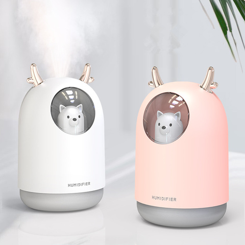 Home Appliances USB Humidifier 300ml Cute Pet Ultrasonic Cool Mist Aroma Air Oil Diffuser Romantic Color LED Lamp Humidificador ► Photo 1/6
