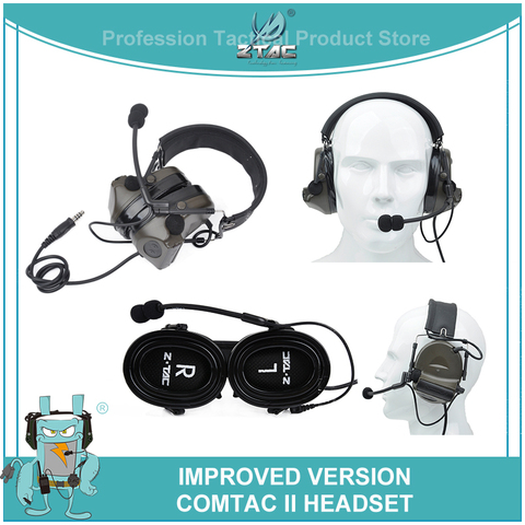 Ztac Comtac II Aviation Military PTT Headset Accessories Noise Cancelling Shooting Headphones Softair Airsoftsports Peltor Z044 ► Photo 1/6