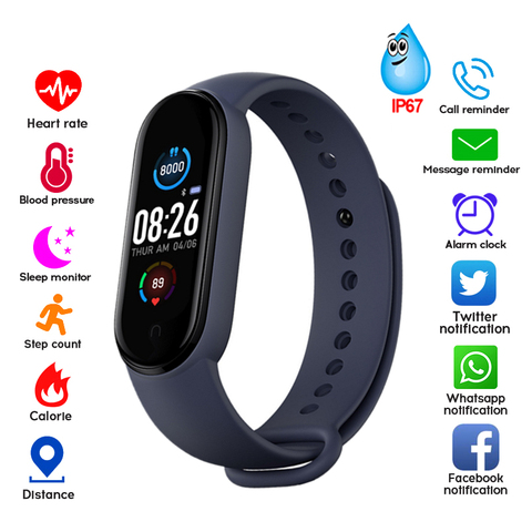 2022 M5 Smart Bracelet Smartwhatch Sports Fitness Tracker Bluetooth Heart Rate Smartband Waterproof Smart Band for Android IOS ► Photo 1/6