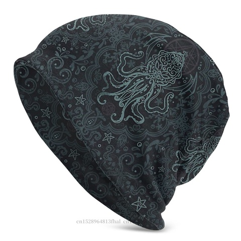 Cool Bonnet Homme Winter Warm Knitted Hat Cthulhu Mythos Lovecraft Horror Great Old Ones Skullies Beanies Caps For Men Women ► Photo 1/5